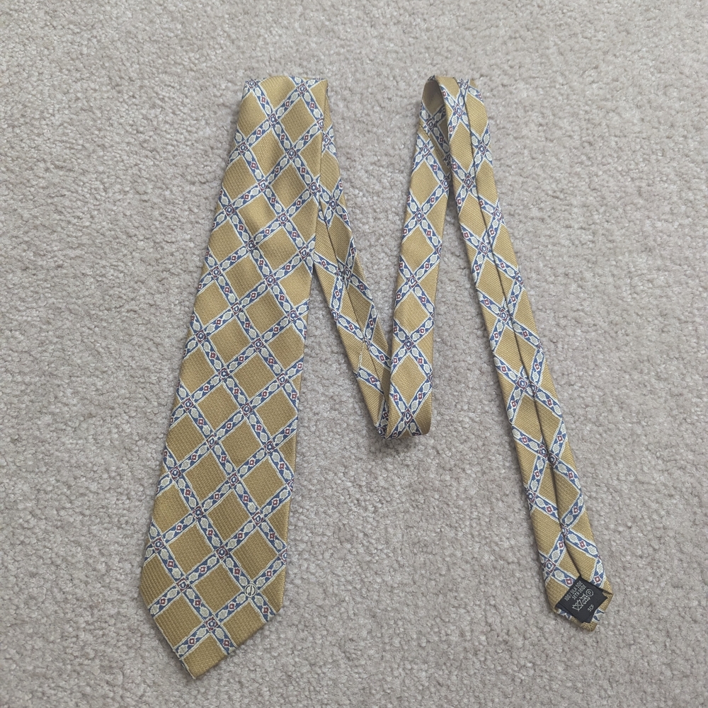 Dunhill Gold and Gray Patterned Tie